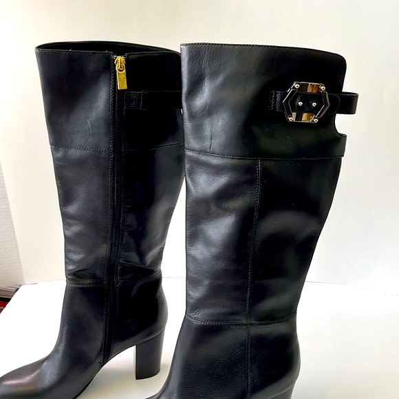 Isola 'Coralie' Leather Over the Knee Block Heel Boots, Black, size 8M - Picture 8 of 15